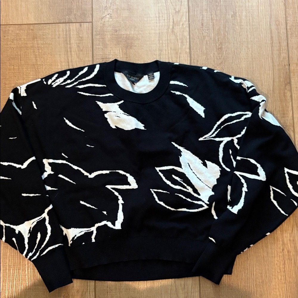 Ted Baker Cropped Jacquard Knit Sweater